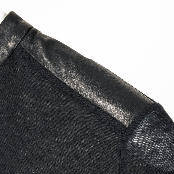 Helmut Lang Black Angora Leather-Trim Cozy Long Sleeve Top - Picture 5 of 11